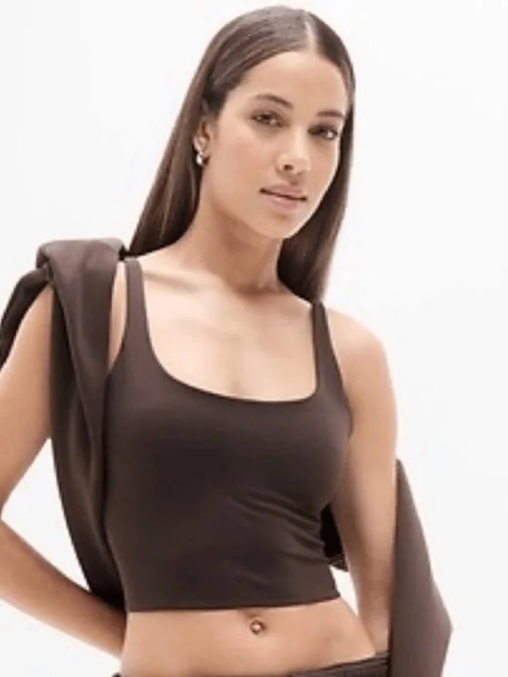 Athleta Brown Square-Neck Cropped Vitaform Camisole NWOT Size M